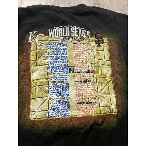 2014 MLB World Series San Francisco Giants KC Royals Majestic T-Shirt Sz 2 XL - Picture 4 of 8